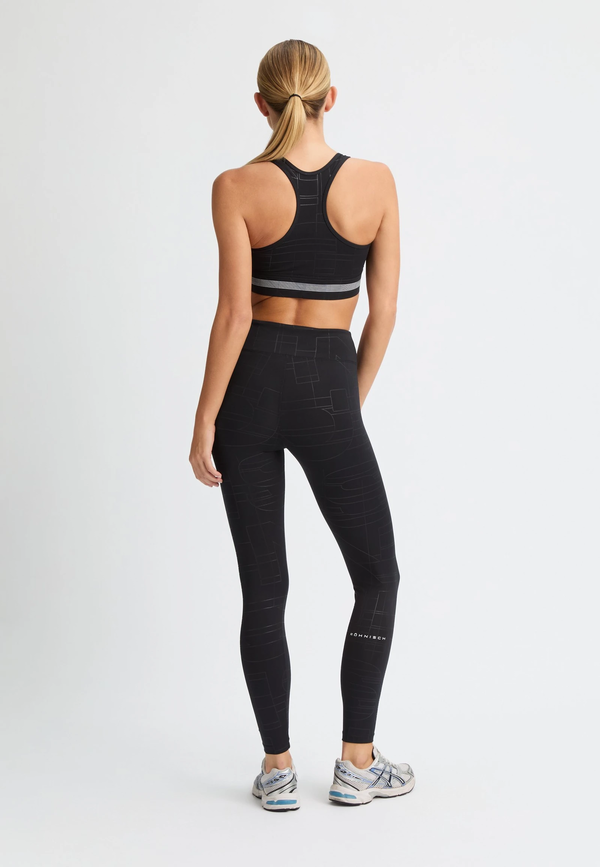 Røhnisch Logo Effect High Waist Tights Black Logo Emboss - Røhnisch