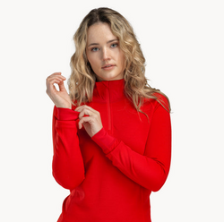 Tufte Womens Bambull Half Zip Fiery Red - Tufte