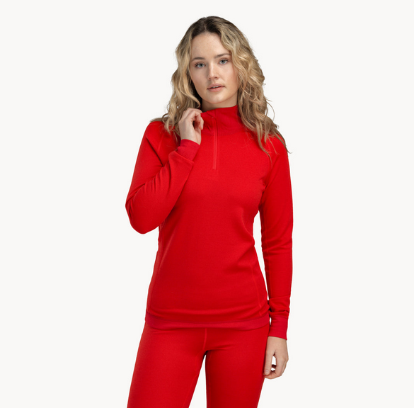 Tufte Womens Bambull Half Zip Fiery Red - Tufte